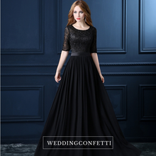 將圖片載入圖庫檢視器，The Georgio Black Long Sleeves Gown - WeddingConfetti