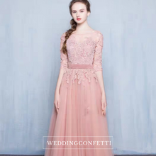 將圖片載入圖庫檢視器，The Rosaelyn Pink lace Sleeves Long Evening Gown - WeddingConfetti