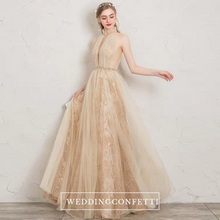 將圖片載入圖庫檢視器，The Penelopia Champagne Halter Gown - WeddingConfetti