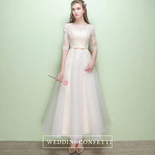 將圖片載入圖庫檢視器，The Leanne Champagne Long Sleeves Lace Tulle Dress - WeddingConfetti