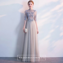 將圖片載入圖庫檢視器，Sarah Grey Long Sleeves Gown - WeddingConfetti