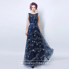 將圖片載入圖庫檢視器，The Cassiopeia Blue Stars Sleeveless Gown - WeddingConfetti