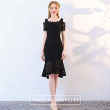 將圖片載入圖庫檢視器，The Keridia Off Shoulder Black / Red Lace Dress (Available In 2 Colours) - WeddingConfetti