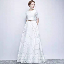 將圖片載入圖庫檢視器，The Eliza White / Grey Long Sleeves Dress - WeddingConfetti