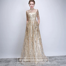 將圖片載入圖庫檢視器，The Janicia Gold Long Sleeves Gown - WeddingConfetti
