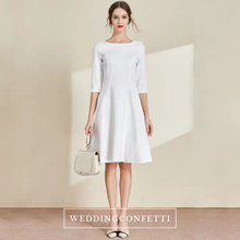 將圖片載入圖庫檢視器，The Lisa Off White Short/Long Sleeves Round Neck Dress - WeddingConfetti