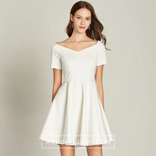 將圖片載入圖庫檢視器，The Vichy White Off Shoulder Short Dress - WeddingConfetti