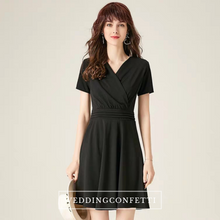 將圖片載入圖庫檢視器，The Vanesse Black Short Sleeves Dress - WeddingConfetti