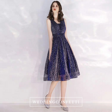 將圖片載入圖庫檢視器，The Aubrey Blue Sequined Sleeveless Dress - WeddingConfetti