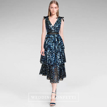 將圖片載入圖庫檢視器，The Makayla Sequined Blue Sleeveless Gown - WeddingConfetti