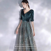 將圖片載入圖庫檢視器，The Michaela Long Sleeves Blue Gown - WeddingConfetti