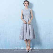 將圖片載入圖庫檢視器，The Eugenia Red / Grey Sleeveless Cocktail Dress - WeddingConfetti