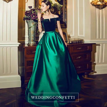 將圖片載入圖庫檢視器，The Cassandra Red / Blue / Green Off Shoulder Gown - WeddingConfetti