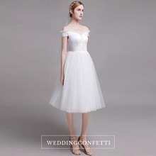 將圖片載入圖庫檢視器，The Alessia Short White Off Shoulder Gown - WeddingConfetti