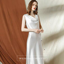 將圖片載入圖庫檢視器，The Katelle White Satin Dress - WeddingConfetti
