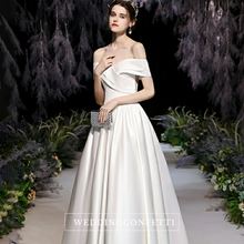 將圖片載入圖庫檢視器，The Orlean Wedding Bridal Off Shoulder Satin Gown - WeddingConfetti