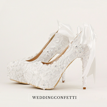 將圖片載入圖庫檢視器，The Cara Wedding Bridal White Heels - WeddingConfetti