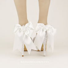 將圖片載入圖庫檢視器，The Cara Wedding Bridal White Heels - WeddingConfetti