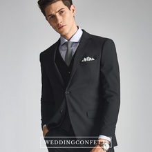 將圖片載入圖庫檢視器，Anthony Groom Black Suit, Vest, Pants (3 Piece) - WeddingConfetti