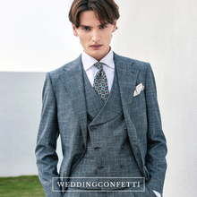 將圖片載入圖庫檢視器，Clement Groom Checkered Suit, Vest, Pants (3 Piece) - WeddingConfetti