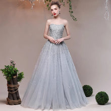 將圖片載入圖庫檢視器，The Heather Grey Glitter Tube Gown (Customisable) - WeddingConfetti
