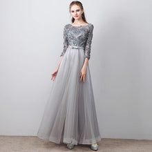 將圖片載入圖庫檢視器，The Tania Grey Long Sleeves Gown - WeddingConfetti