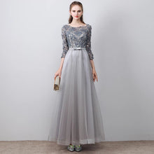 將圖片載入圖庫檢視器，The Tania Grey Long Sleeves Gown - WeddingConfetti