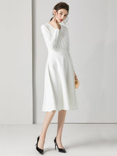 將圖片載入圖庫檢視器，The Chantel Long/Mid Sleeves White Midi Dress - WeddingConfetti