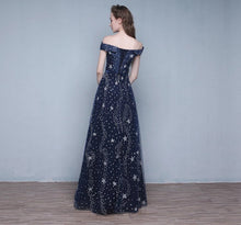 將圖片載入圖庫檢視器，The Cassiopeia Off Shoulder Blue Gown - WeddingConfetti