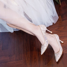 將圖片載入圖庫檢視器，The Leila Wedding Bridal Champagne Heels - WeddingConfetti