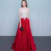 將圖片載入圖庫檢視器，The Listel Red White Sleeveless Satin Gown - WeddingConfetti