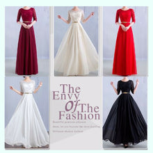 將圖片載入圖庫檢視器，The Myra White / Red / Grey / Black / Champagne Long Sleeves Lace Evening Gown - WeddingConfetti