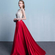 將圖片載入圖庫檢視器，The Listel Red White Sleeveless Satin Gown - WeddingConfetti