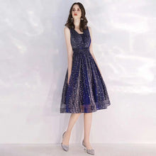將圖片載入圖庫檢視器，The Aubrey Blue Sequined Sleeveless Dress - WeddingConfetti