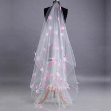 將圖片載入圖庫檢視器，Wedding Bridal Veil With Pink Petals - WeddingConfetti