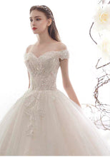 將圖片載入圖庫檢視器，The Claris Wedding Bridal Tulle Off Shoulder Gown - WeddingConfetti