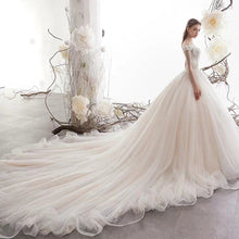 將圖片載入圖庫檢視器，The Claris Wedding Bridal Tulle Off Shoulder Gown - WeddingConfetti
