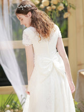 將圖片載入圖庫檢視器，The Lorraine Wedding Bridal Short Sleeves Gown - WeddingConfetti