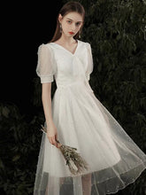 將圖片載入圖庫檢視器，The Ross Wedding Bridal Short Sleeve White Dress - WeddingConfetti