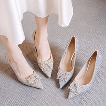 將圖片載入圖庫檢視器，The Belline Wedding Bridal Gold/Silver Glitter Heels - WeddingConfetti