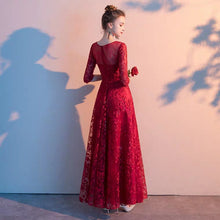 將圖片載入圖庫檢視器，The Herientta Red Long Sleeves Lace Gown - WeddingConfetti