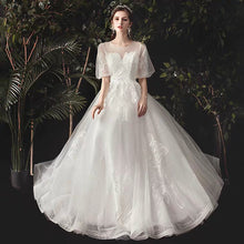 將圖片載入圖庫檢視器，The Viva Wedding Bridal Short Illusion Sleeves Gown - WeddingConfetti
