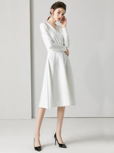 將圖片載入圖庫檢視器，The Chantel Long/Mid Sleeves White Midi Dress - WeddingConfetti