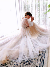 將圖片載入圖庫檢視器，The Erista Bohemian Ilusion Sleeves Wedding Gown - WeddingConfetti