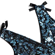 將圖片載入圖庫檢視器，The Makayla Sequined Blue Sleeveless Gown - WeddingConfetti