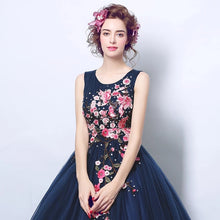 將圖片載入圖庫檢視器，The Carlista Blue Lace Sleeveless Embroidery Gown - WeddingConfetti