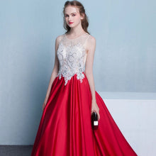將圖片載入圖庫檢視器，The Listel Red White Sleeveless Satin Gown - WeddingConfetti