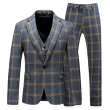 將圖片載入圖庫檢視器，Vauseton Groom Men's Checkered Suit Jacket, Vest and Pants (3 Piece) - WeddingConfetti