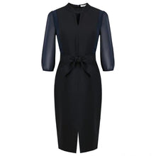 將圖片載入圖庫檢視器，The Nora High Cut Out Collar Short Navy Blue Dress - WeddingConfetti