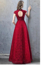 將圖片載入圖庫檢視器，The Taylor Red High Collar Short Sleeve Gown - WeddingConfetti
